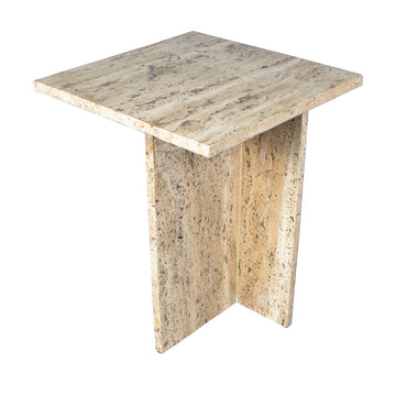 Cecil 14" Contemporary Natural Marble Handmade T-Shaped End Table - JONATHAN Y